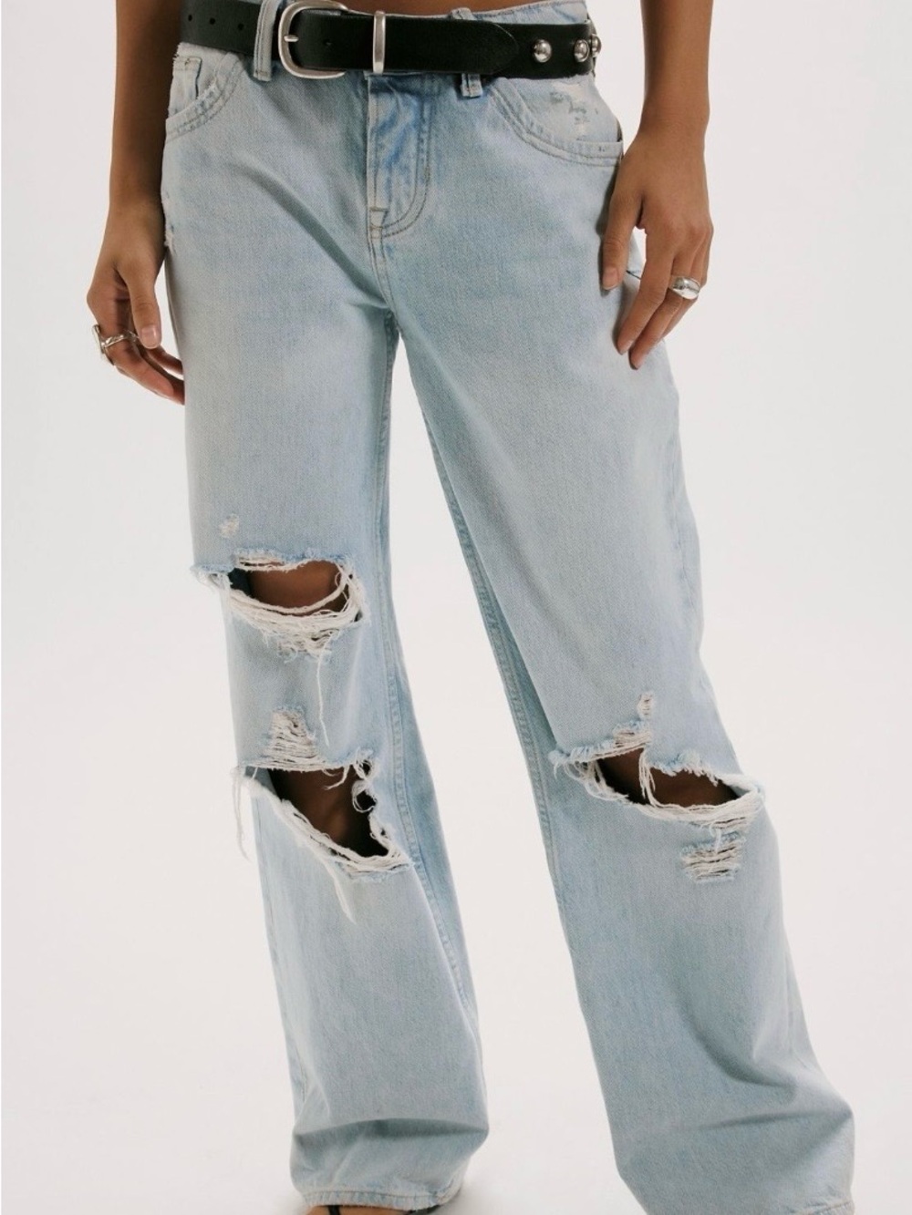 We The Free Tennessee Washed Light Blue Ripped Boyfriend Jeans